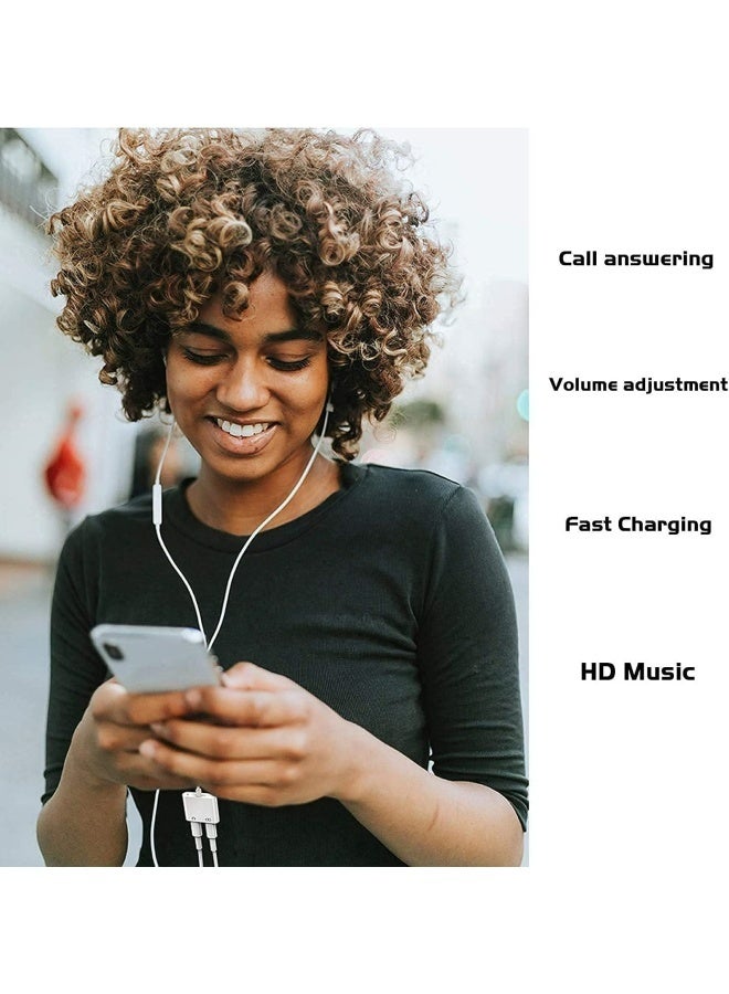 أبلينم محول وموزع سماعات آيفون، كابل شحن مزدوج Lightning 2 في 1 ومحول صوت AUX لأجهزة آيفون 14/13/12/11/XS/XR/X/8/7/6 - Image 4